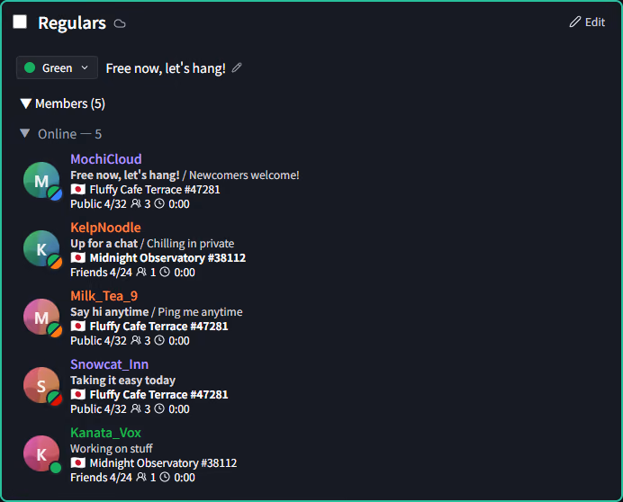 Friend group list screen